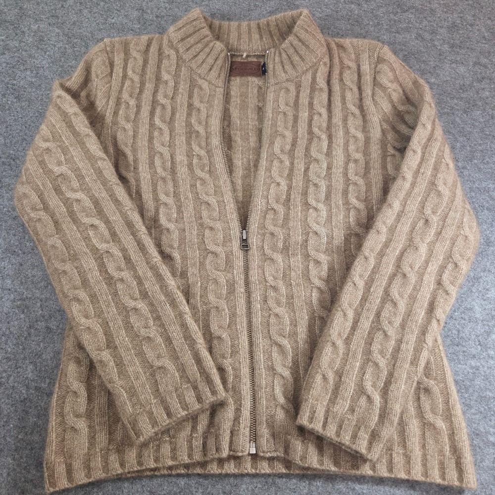 McDonald New Zealand Possum Fur Merino Wool Sweater Full Zip Jacket S